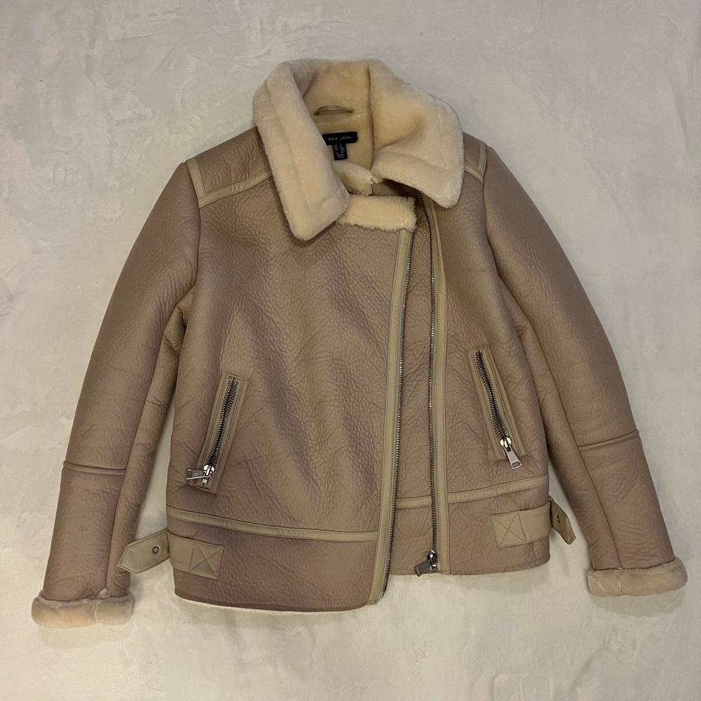 Women's New Look Leather Shearling Jacket